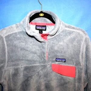 Patagonia Re-Tool Snap-T Fleece Pullover - Women's Size L - Gray with Pink Accen